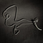 Silver Tusk + Anchor Shield Pendant Necklace // 22" + 2" Extension