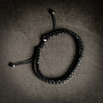 Braided Round Box Chain + Black Onyx Bracelet // 7" + 1" Extension