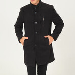Button Up Mock Neck Coat  // Black (Small)