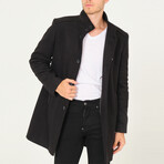 Button Up Mock Neck Coat  // Black (Small)