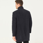 Mock Neck Overcoat // Dark Blue (S)