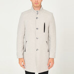 Button Up Mock Neck Coat  // Light Gray Melange (Small)