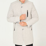 Button Up Mock Neck Coat  // Light Gray Melange (Small)