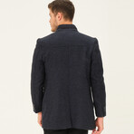 London Overcoat // Black + Dark Blue (Small)