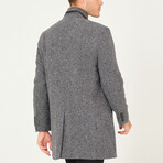 Button Up Mock Neck Coat  // Gray Melange (Small)
