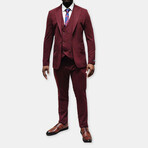 Rory 3-Piece Slim Fit Suit // Burgundy (Euro: 50)