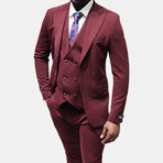 Rory 3-Piece Slim Fit Suit // Burgundy (Euro: 44)
