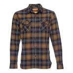 Truman Outdoor Shirt in Dobby Plaid // Navy + Gold (M)