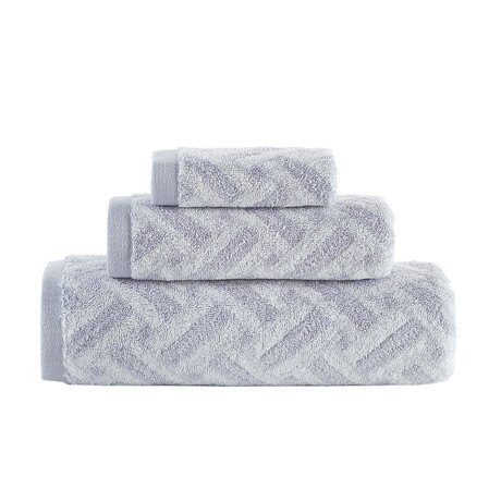 Criss Cross Stripe Towel Set // Set of 3 (Silver)