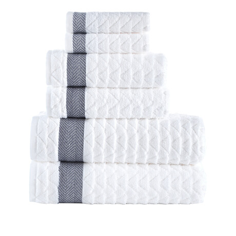 Herringbone Towel Set // Set of 6 // Navy