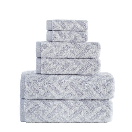 Criss Cross Stripe Towel Set // Set of 6 (Silver)