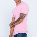 Cable Knit Short Sleeve Short Sleeve Polo Shirt // Pink (2XL)