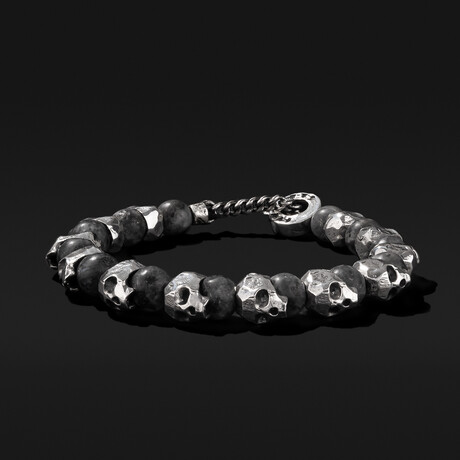 Prestige Skull Bracelet // Silver + Labradorite (Small)