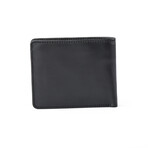 Bifold Leather Wallet + Flip I.D. + Change Pocket // Black