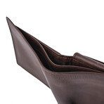 Bifold Leather Wallet + Flip I.D. + Change Pocket // Antique Brown