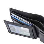 Bifold Leather Wallet + Middle I.D. Flap + Change Pocket // Black