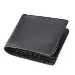 Bifold Leather Wallet + Middle I.D. Flap + Change Pocket // Black