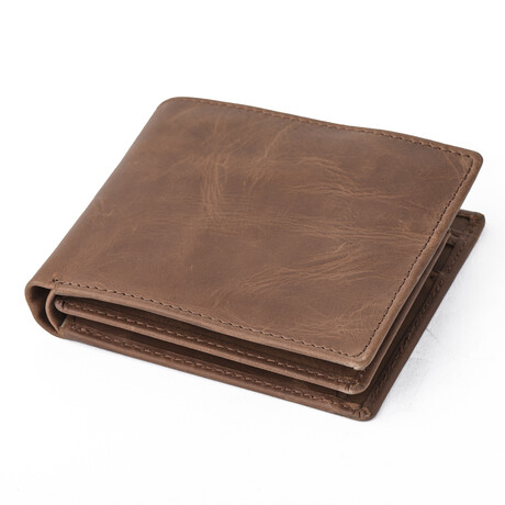 Bifold Leather Wallet + Flip I.D. + Change Pocket // Light Brown