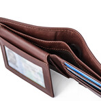 Bifold Leather Wallet + Flip I.D. // Dark Brown