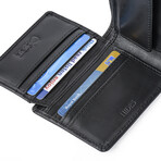 Bifold Leather Wallet + Flip I.D. + Change Pocket // Black