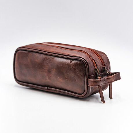 Small Leather Dopp Kit // Antique Brown