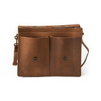 Travel Leather Briefcase // 17" // Saddle Brown