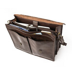 Travel Leather Briefcase // 17" // Antique Brown
