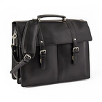 Travel Leather Briefcase // 17" // Black