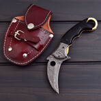 Handmade Damascus Karambit Liner Lock Knife // 3018