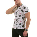 Black Leaves Premium Men's T-Shir // White + Black (S)
