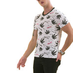 Black Leaves Premium Men's T-Shir // White + Black (S)