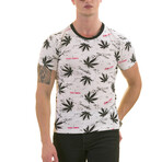 Black Leaves Premium Men's T-Shir // White + Black (S)