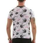 Black Leaves Premium Men's T-Shir // White + Black (S)