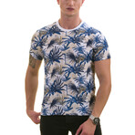 Hawaiian Print European T-Shirt // Navy + Beige (L)