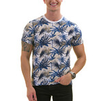 Hawaiian Print European T-Shirt // Navy + Beige (3XL)