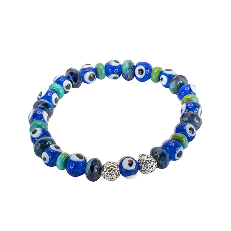 Dell Arte // Bohemian Glass Beads Bracelet // Evil Eye Protection Glass // Multicolor