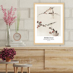 Three Birds Perched on Branches // 17.7"H x 13.8"W x 0.8"D (Brown Frame)
