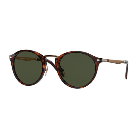 Persol // Unisex Narrow Round Sunglasses with Metal Details // Blue + Brown