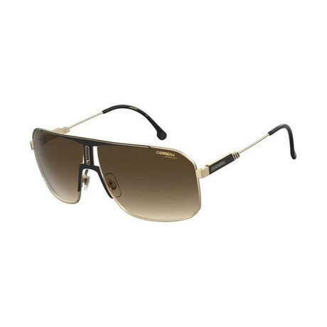 Carrera // Men's Rectangular Sunglasses // Black Gold + Brown Shaded