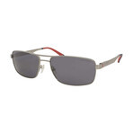 Carrera // Men's Rectangle Polarized Sunglasses // Matte Ruthenium + Gray Flash Silver