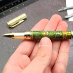 Magnetic Circuit Board Rollerball Pen // Gold + Green