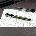 Magnetic Circuit Board Rollerball Pen // Chrome + Green