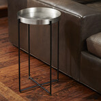 Map Accent Table Antique // Nickel