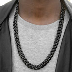 Black Plated Stainless Steel Curb Chain Necklace // 28"