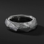 Genuine Torqued Faceted Seymchan Meteorite Ring // Size 7.75