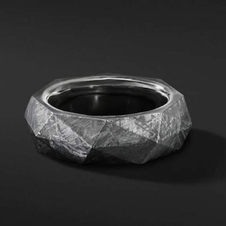 Genuine Torqued Faceted Seymchan Meteorite Ring // Size 6.25
