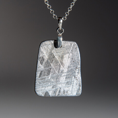 Genuine Natural Muonionalusta Meteorite Pendant + 18" Sterling Silver Chain // 168 g