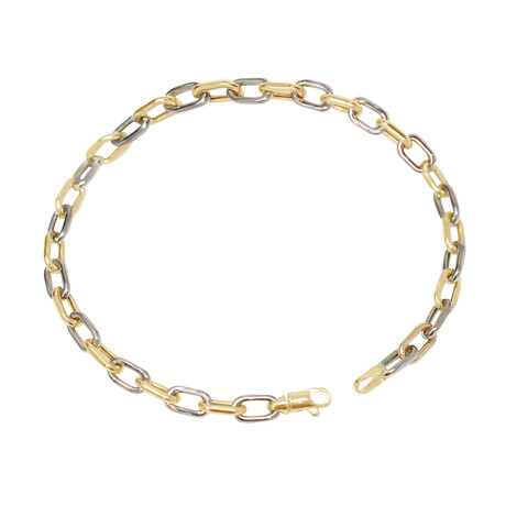 Solid 10K Two-Tone Gold Anchor Chain Bracelet // 4.5mm // Yellow Gold + White Gold // 8"