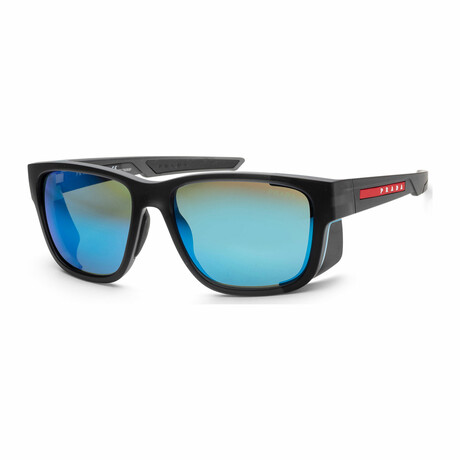 Men's Linea Rossa PS07WS-13C08R Sunglasses // Gray Transparent + Light Green-Blue Mirror