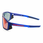 Men's Linea Rossa PS08WS-10C08F Sunglasses // Matte Blue Transparent + Dark Gray Mirror Blue-Red